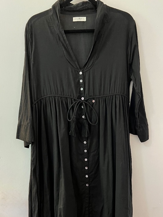 NATURAL LIFE Dresses & Skirts - Natural Life Black Cotton Button Front Maxi Shirt Dress L Chic Hippie
